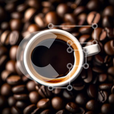 Intra Συλλεκτικό Ξύλινο Παζλ Plywood  4mm - Εκπληκτική εικόνα ενός φλιτζάνι μαύρου καφέ σε ένα κρεβάτι με φρεσκοψημένους κόκκους καφέ Σε Ξύλινο Κουτί - Διαστάσεις: 10x10 cm – 25 κομμάτια - Image 1