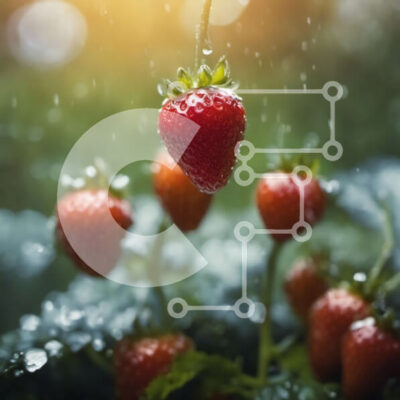 Intra Συλλεκτικό Ξύλινο Παζλ Plywood  4mm - Ώριμες κόκκινες φράουλες με σταγονίδια νερού στο αμπέλι Σε Ξύλινο Κουτί - Διαστάσεις: 10x10 cm – 25 κομμάτια - Image 1