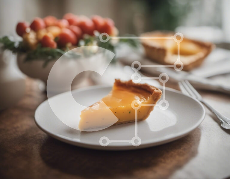 Intra Συλλεκτικό Ξύλινο Παζλ Plywood  4mm - Φέτα λεμονόπιτας σε λευκό πιάτο Σε Ξύλινο Κουτί - Διαστάσεις: 10x10 cm – 25 κομμάτια