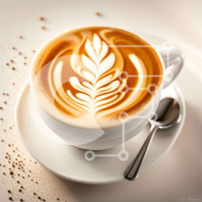 Intra Συλλεκτικό Ξύλινο Παζλ Plywood  4mm - Κομψό λευκό φλιτζάνι καφέ με σχέδιο φύλλων σε πιατάκι Σε Ξύλινο Κουτί - Διαστάσεις: 10x10 cm – 25 κομμάτια - Image 1