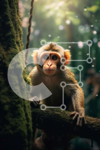 Intra Συλλεκτικό Ξύλινο Παζλ Plywood  4mm - Αξιολάτρευτη εικόνα του πιθήκου στο φυσικό του περιβάλλον Σε Ξύλινο Κουτί - Διαστάσεις: 10x10 cm – 25 κομμάτια