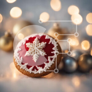 Intra Συλλεκτικό Ξύλινο Παζλ Plywood  4mm - Μπισκότο νιφάδας χιονιού σε ασημένια και χρυσά στολίδια Σε Ξύλινο Κουτί - Διαστάσεις: 10x10 cm – 25 κομμάτια