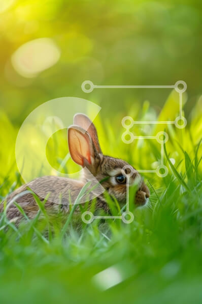 Intra Συλλεκτικό Ξύλινο Παζλ Plywood  4mm - Χαριτωμένο κουνέλι λαγουδάκι στο γρασίδι Σε Ξύλινο Κουτί - Διαστάσεις: 10x10 cm – 25 κομμάτια