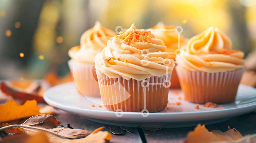 Intra Συλλεκτικό Ξύλινο Παζλ Plywood  4mm - Cupcakes με θέμα το φθινόπωρο με παγωμένο πορτοκάλι και φύλλα Σε Ξύλινο Κουτί - Διαστάσεις: 10x10 cm – 25 κομμάτια