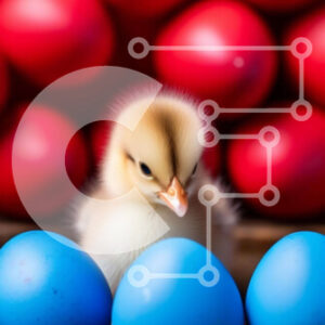 Intra Συλλεκτικό Ξύλινο Παζλ Plywood  4mm - Χαριτωμένη κίτρινη πάπια με μπλε αυγά Σε Ξύλινο Κουτί - Διαστάσεις: 10x10 cm – 25 κομμάτια