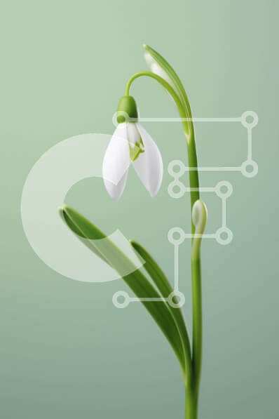 Intra Συλλεκτικό Ξύλινο Παζλ Plywood  4mm - Μονό λουλούδι Snowdrop την άνοιξη ή το χειμώνα Σε Ξύλινο Κουτί - Διαστάσεις: 10x10 cm – 25 κομμάτια