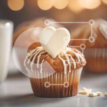 Intra Συλλεκτικό Ξύλινο Παζλ Plywood  4mm - Cupcake σε σχήμα καρδιάς με καφέ Σε Ξύλινο Κουτί - Διαστάσεις: 10x10 cm – 25 κομμάτια - Image 1