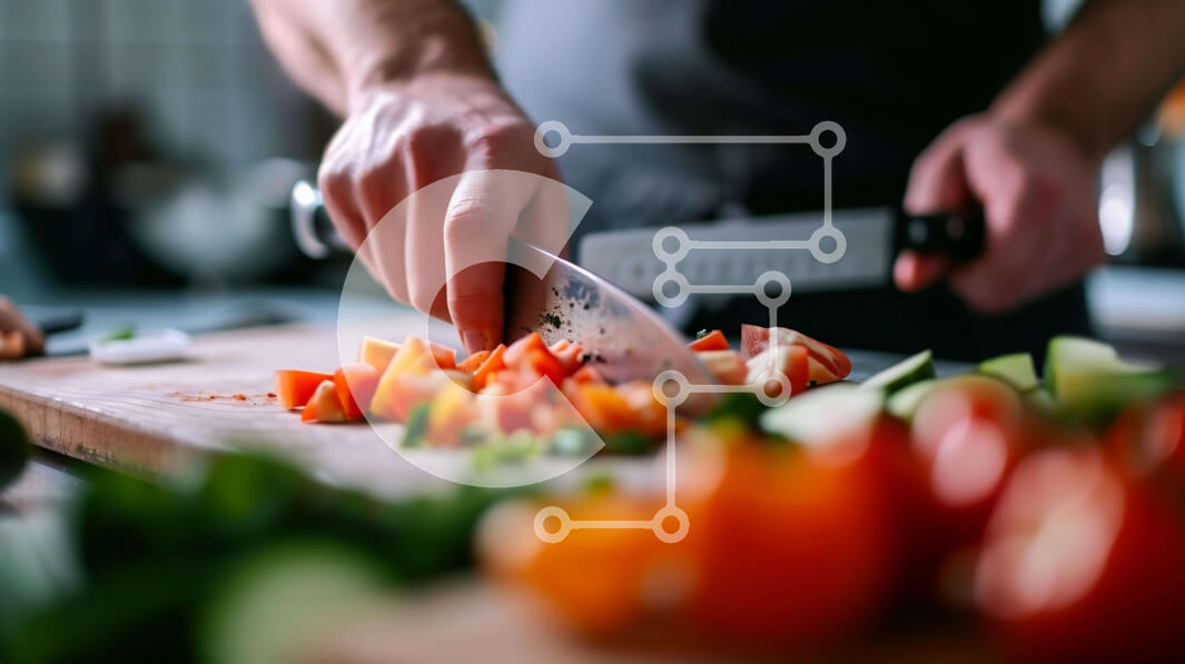 Intra Συλλεκτικό Ξύλινο Παζλ Plywood  4mm - Πρόσωπο που κόβει λαχανικά στην κουζίνα Σε Ξύλινο Κουτί - Διαστάσεις: 10x10 cm – 25 κομμάτια