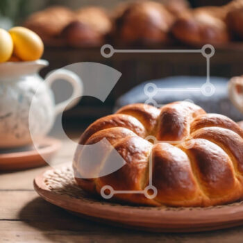 Intra Συλλεκτικό Ξύλινο Παζλ Plywood  4mm - Φρεσκοψημένο πλεκτό ψωμί σε ξύλινο πιάτο Σε Ξύλινο Κουτί - Διαστάσεις: 10x10 cm – 25 κομμάτια - Image 1