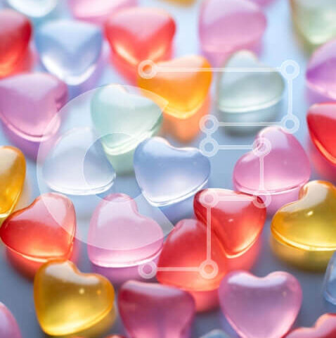 Intra Συλλεκτικό Ξύλινο Παζλ Plywood  4mm - Πολύχρωμη καραμέλα σε σχήμα καρδιάς σε ένα τραπέζι Σε Ξύλινο Κουτί - Διαστάσεις: 10x10 cm – 25 κομμάτια - Image 1