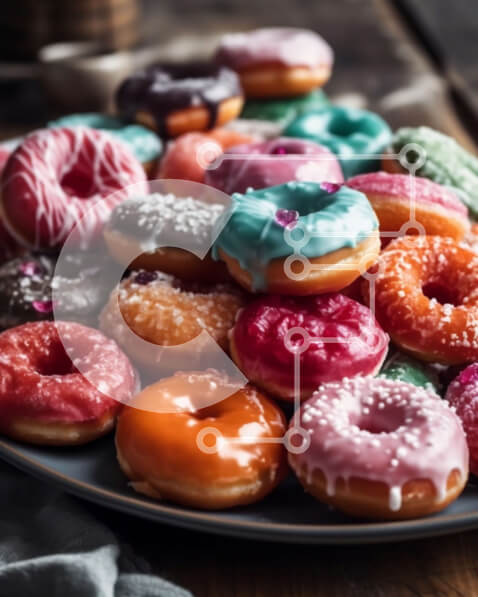 Intra Συλλεκτικό Ξύλινο Παζλ Plywood  4mm - Στόμα-ποτίζοντας εικόνα από γλασαρισμένα ντόνατς με ψεκασμούς στην κορυφή Σε Ξύλινο Κουτί - Διαστάσεις: 10x10 cm – 25 κομμάτια