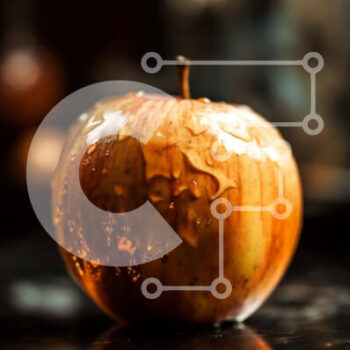 Intra Συλλεκτικό Ξύλινο Παζλ Plywood  4mm - Φρέσκο ​​και ζουμερό μήλο με σταγονίδια νερού στην επιφάνειά του Σε Ξύλινο Κουτί - Διαστάσεις: 10x10 cm – 25 κομμάτια - Image 1