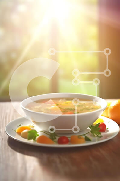 Intra Συλλεκτικό Ξύλινο Παζλ Plywood  4mm - Νόστιμη σούπα λαχανικών σε ηλιόλουστο περιβάλλον Σε Ξύλινο Κουτί - Διαστάσεις: 10x10 cm – 25 κομμάτια