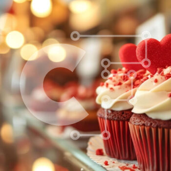 Intra Συλλεκτικό Ξύλινο Παζλ Plywood  4mm - Cupcakes με Red Frosting και Πασπαλίσματα σε σχήμα καρδιάς Σε Ξύλινο Κουτί - Διαστάσεις: 10x10 cm – 25 κομμάτια - Image 1