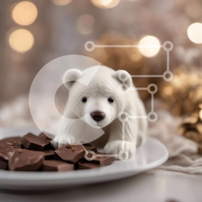 Intra Συλλεκτικό Ξύλινο Παζλ Plywood 4mm - Ειδώλιο λευκής πολικής αρκούδας σε σοκολατένιο πιάτο Σε Ξύλινο Κουτί - Διαστάσεις: 10x10 cm – 25 κομμάτια - Image 1