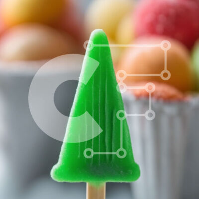 Intra Συλλεκτικό Ξύλινο Παζλ Plywood 4mm - Πράσινο Popsicle σε σχήμα ανάποδο χριστουγεννιάτικο δέντρο με πολύχρωμες καραμέλες Σε Ξύλινο Κουτί - Διαστάσεις: 10x10 cm – 25 κομμάτια - Image 1