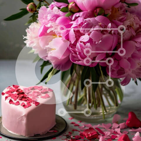 Intra Συλλεκτικό Ξύλινο Παζλ Plywood  4mm - Κέικ σε σχήμα καρδιάς με λουλούδια και κομφετί Σε Ξύλινο Κουτί - Διαστάσεις: 10x10 cm – 25 κομμάτια - Image 1