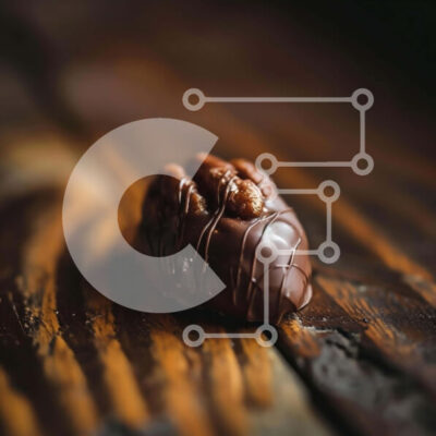 Intra Συλλεκτικό Ξύλινο Παζλ Plywood  4mm - Πεκάν με επικάλυψη σοκολάτας σε παλιό ξύλινο τραπέζι Σε Ξύλινο Κουτί - Διαστάσεις: 10x10 cm – 25 κομμάτια - Image 1