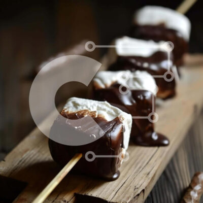 Intra Συλλεκτικό Ξύλινο Παζλ Plywood  4mm - Marshmallows με σοκολάτα σε ξύλινη σανίδα κοπής Σε Ξύλινο Κουτί - Διαστάσεις: 10x10 cm – 25 κομμάτια - Image 1