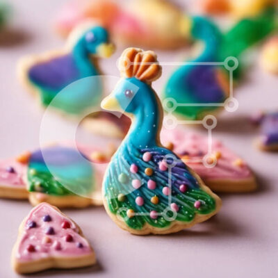 Intra Συλλεκτικό Ξύλινο Παζλ Plywood  4mm - Πολύχρωμα διακοσμημένα μπισκότα με σχέδια παγωνιού και πουλιών Σε Ξύλινο Κουτί - Διαστάσεις: 10x10 cm – 25 κομμάτια - Image 1