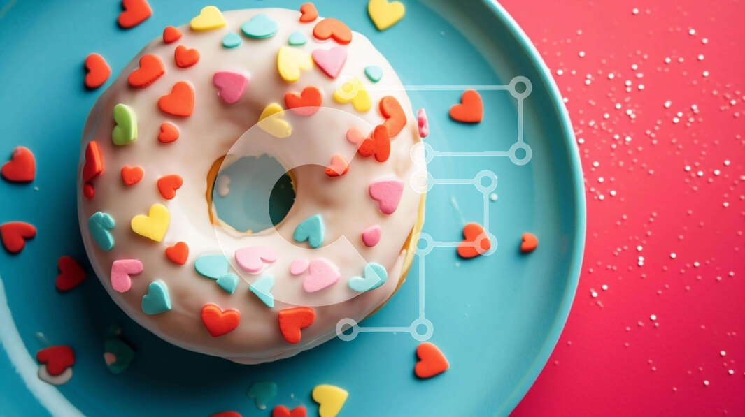 Intra Συλλεκτικό Ξύλινο Παζλ Plywood  4mm - Πολύχρωμο πασπαλισμένο ντόνατ με καρδιές Σε Ξύλινο Κουτί - Διαστάσεις: 10x10 cm – 25 κομμάτια