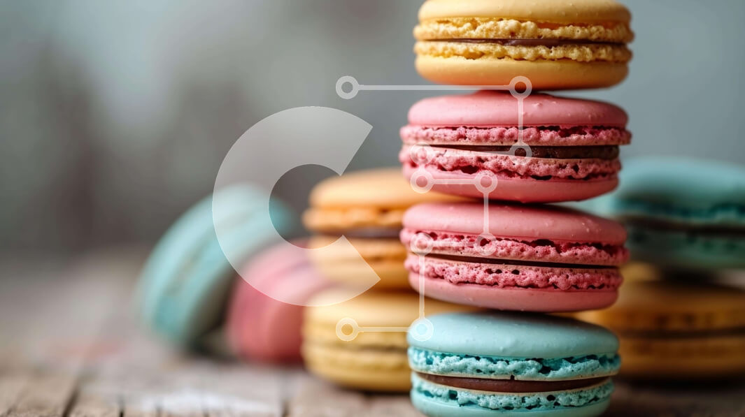 Intra Συλλεκτικό Ξύλινο Παζλ Plywood  4mm - Πολύχρωμη στοίβα από μακαρόν σε ξύλινη επιφάνεια Σε Ξύλινο Κουτί - Διαστάσεις: 10x10 cm – 25 κομμάτια