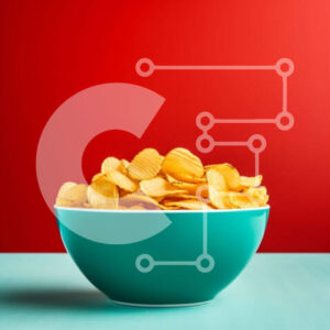 Intra Συλλεκτικό Ξύλινο Παζλ Plywood  4mm - Μπολ με πατατάκια στο μπλε τραπέζι Σε Ξύλινο Κουτί - Διαστάσεις: 10x10 cm – 25 κομμάτια