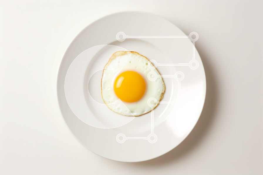 Intra Συλλεκτικό Ξύλινο Παζλ Plywood  4mm - Τηγανητό αυγό στο άσπρο πιάτο Σε Ξύλινο Κουτί - Διαστάσεις: 10x10 cm – 25 κομμάτια