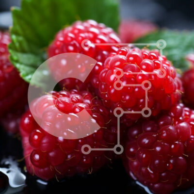 Intra Συλλεκτικό Ξύλινο Παζλ Plywood  4mm - Φρέσκα σμέουρα σε μαύρη επιφάνεια Σε Ξύλινο Κουτί - Διαστάσεις: 10x10 cm – 25 κομμάτια - Image 1