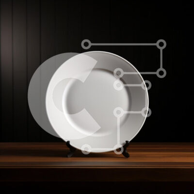 Intra Συλλεκτικό Ξύλινο Παζλ Plywood  4mm - Λευκό πιάτο σε ξύλινο τραπέζι με μαύρο φόντο Σε Ξύλινο Κουτί - Διαστάσεις: 10x10 cm – 25 κομμάτια - Image 1