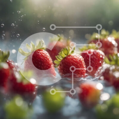 Intra Συλλεκτικό Ξύλινο Παζλ Plywood  4mm - Φρέσκες φράουλες που επιπλέουν στο νερό Σε Ξύλινο Κουτί - Διαστάσεις: 10x10 cm – 25 κομμάτια - Image 1