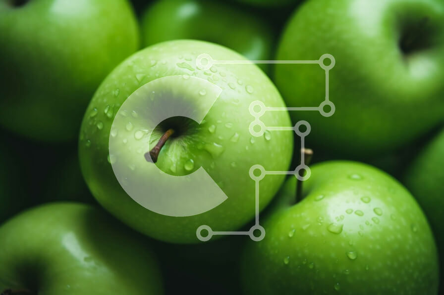 Intra Συλλεκτικό Ξύλινο Παζλ Plywood  4mm - Φρέσκα πράσινα μήλα στοιβάζονται μαζί Σε Ξύλινο Κουτί - Διαστάσεις: 10x10 cm – 25 κομμάτια