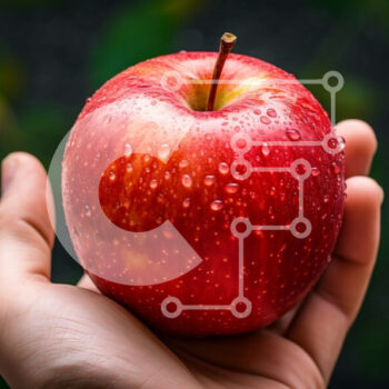 Intra Συλλεκτικό Ξύλινο Παζλ Plywood  4mm - Φρέσκο ​​και ζουμερό κόκκινο μήλο με σταγονίδια νερού Σε Ξύλινο Κουτί - Διαστάσεις: 10x10 cm – 25 κομμάτια - Image 1