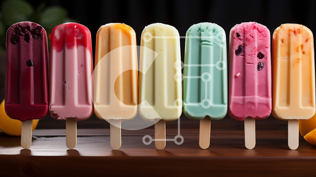 Intra Συλλεκτικό Ξύλινο Παζλ Plywood  4mm - Ζωντανή εικόνα με πολύχρωμα Popsicles σε ένα ξύλινο τραπέζι Σε Ξύλινο Κουτί - Διαστάσεις: 10x10 cm – 25 κομμάτια