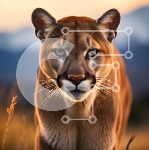 Intra Συλλεκτικό Ξύλινο Παζλ Plywood  4mm - Όμορφη εικόνα ενός βουνού λιονταριού σε ένα χωράφι με ψηλό γρασίδι στο ηλιοβασίλεμα Σε Ξύλινο Κουτί - Διαστάσεις: 10x10 cm – 25 κομμάτια - Image 1