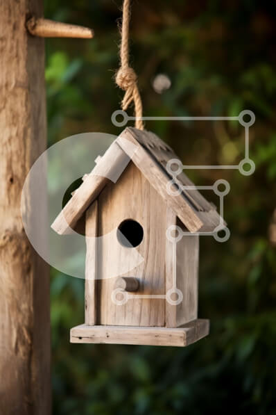 Intra Συλλεκτικό Ξύλινο Παζλ Plywood  4mm - Όμορφη εικόνα ενός ξύλινου σπιτιού πουλιών σε ένα γαλήνιο δάσος Σε Ξύλινο Κουτί - Διαστάσεις: 10x10 cm – 25 κομμάτια