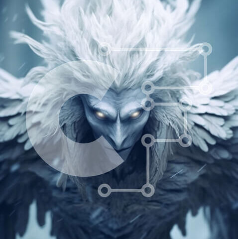 Intra Συλλεκτικό Ξύλινο Παζλ Plywood  4mm - Εκπληκτική φωτογραφία ενός μυθικού πλάσματος με διαπεραστικά μπλε μάτια Σε Ξύλινο Κουτί - Διαστάσεις: 10x10 cm – 25 κομμάτια - Image 1