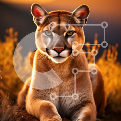 Intra Συλλεκτικό Ξύλινο Παζλ Plywood 4mm - Εκπληκτική εικόνα ενός νεαρού ορεινού λιονταριού (Puma concolor) σε βραχώδες έδαφος Σε Ξύλινο Κουτί - Διαστάσεις: 10x10 cm – 25 κομμάτια - Image 1