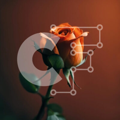 Intra Συλλεκτικό Ξύλινο Παζλ Plywood  4mm - Εκπληκτική εικόνα ενός ενιαίου πορτοκαλί τριαντάφυλλου σε καφέ φόντο Σε Ξύλινο Κουτί - Διαστάσεις: 10x10 cm – 25 κομμάτια - Image 1