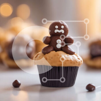 Intra Συλλεκτικό Ξύλινο Παζλ Plywood  4mm - Gingerbread Man Cupcake με σοκολάτα παγωμένο Σε Ξύλινο Κουτί - Διαστάσεις: 10x10 cm – 25 κομμάτια - Image 1