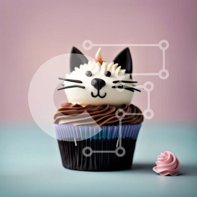Intra Συλλεκτικό Ξύλινο Παζλ Plywood  4mm – Λαχταριστό Cupcake με σχέδιο προσώπου γάτας Σε Ξύλινο Κουτί – Διαστάσεις: 10×10 cm – 25 κομμάτια