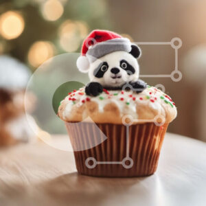 Intra Συλλεκτικό Ξύλινο Παζλ Plywood  4mm - Panda Cupcake σε διακοσμητικό ξύλινο τραπέζι Σε Ξύλινο Κουτί - Διαστάσεις: 10x10 cm – 25 κομμάτια