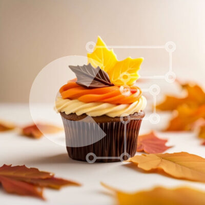 Intra Συλλεκτικό Ξύλινο Παζλ Plywood  4mm - Νόστιμο Cupcake σοκολάτας με εορταστικά φθινοπωρινά στολίδια Σε Ξύλινο Κουτί - Διαστάσεις: 10x10 cm – 25 κομμάτια - Image 1