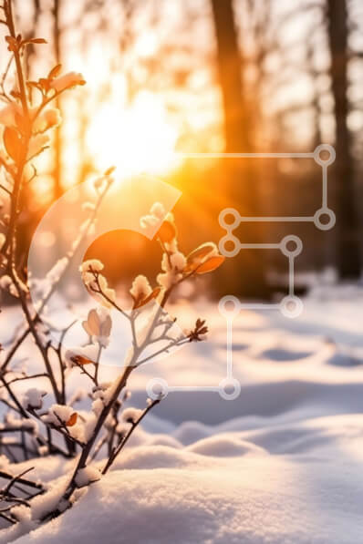 Intra Συλλεκτικό Ξύλινο Παζλ Plywood  4mm - Χειμερινή χώρα των θαυμάτων - Χιονισμένο δάσος με πορτοκαλί ηλιοβασίλεμα Σε Ξύλινο Κουτί - Διαστάσεις: 10x10 cm – 25 κομμάτια