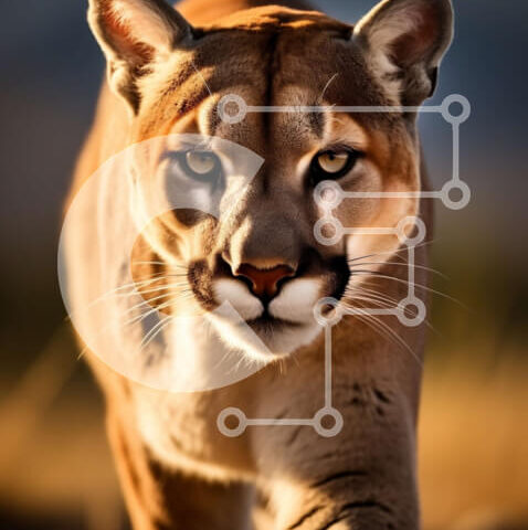 Intra Συλλεκτικό Ξύλινο Παζλ Plywood  4mm - Όμορφη εικόνα ενός ορεινού λιονταριού στο φυσικό του περιβάλλον Σε Ξύλινο Κουτί - Διαστάσεις: 10x10 cm – 25 κομμάτια - Image 1