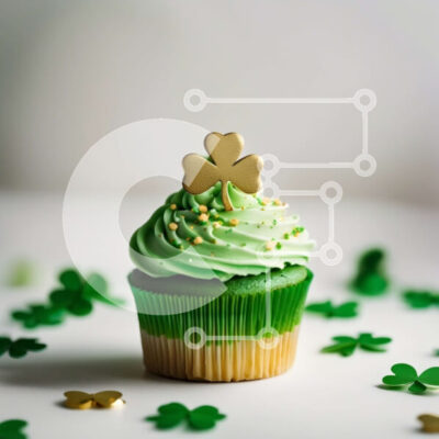 Intra Συλλεκτικό Ξύλινο Παζλ Plywood  4mm - Λαχταριστό πράσινο Cupcake με γιορτινή διακόσμηση τριφύλλι Σε Ξύλινο Κουτί - Διαστάσεις: 10x10 cm – 25 κομμάτια - Image 1