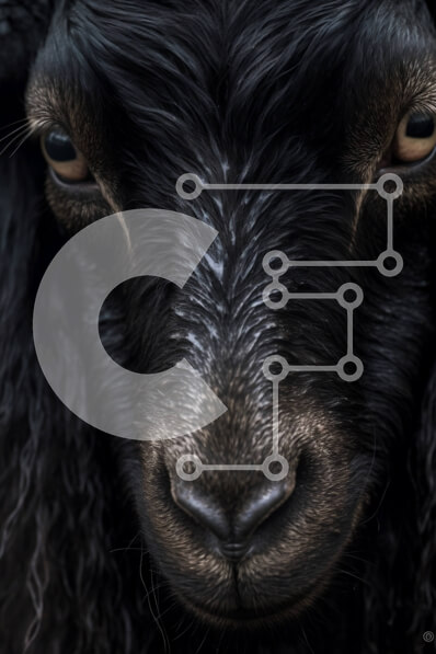 Intra Συλλεκτικό Ξύλινο Παζλ Plywood  4mm - Μαύρο πρόβατο με μακριά σγουρά μαλλιά κοιτάζοντας την κάμερα Σε Ξύλινο Κουτί - Διαστάσεις: 10x10 cm – 25 κομμάτια