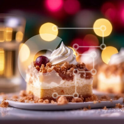 Intra Συλλεκτικό Ξύλινο Παζλ Plywood  4mm - Νόστιμο Cheesecake με κάλυμμα Cranberry και κρασί Σε Ξύλινο Κουτί - Διαστάσεις: 10x10 cm – 25 κομμάτια - Image 1