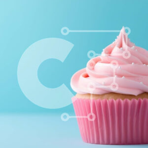 Intra Συλλεκτικό Ξύλινο Παζλ Plywood 4mm - Ροζ Cupcake με άσπρο πάγωμα σε μπλε φόντο Σε Ξύλινο Κουτί - Διαστάσεις: 10x10 cm – 25 κομμάτια - Image 1