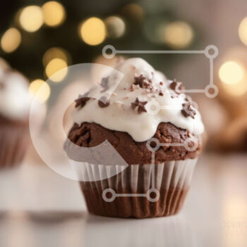 Intra Συλλεκτικό Ξύλινο Παζλ Plywood  4mm - Cupcakes σοκολάτας με ψεκασμούς και αστέρια Σε Ξύλινο Κουτί - Διαστάσεις: 10x10 cm – 25 κομμάτια - Image 1